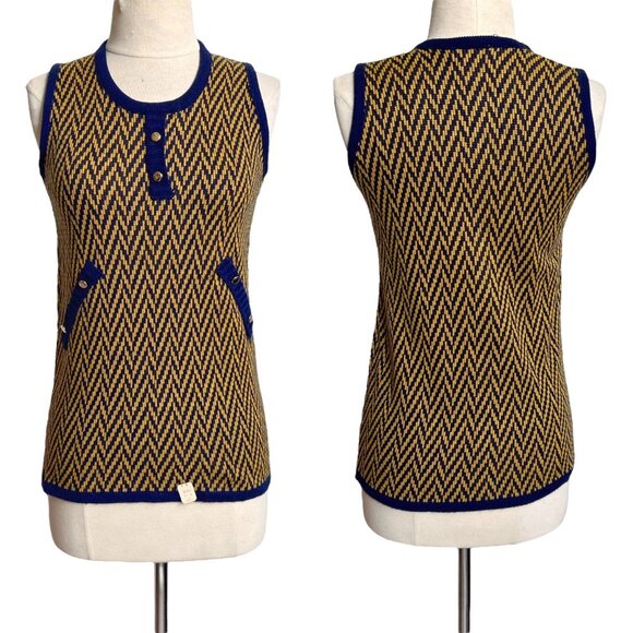 70s vintage sweater vest tank top sleveless zig zag knitted pattern zephyr. - Picture 4 of 6